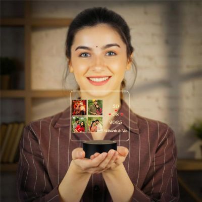 Personalized Couple Collage Photo Led Night Lamp with Warm White Light Anniversary Gift for Husband Wife Gift for Valentines Day, Birthday, Wedding